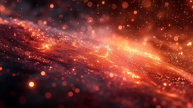 abstract red background with glittering particles 3d render illustration