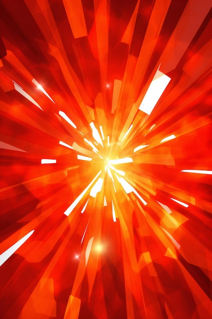 Abstract red background with light rays and sparkles