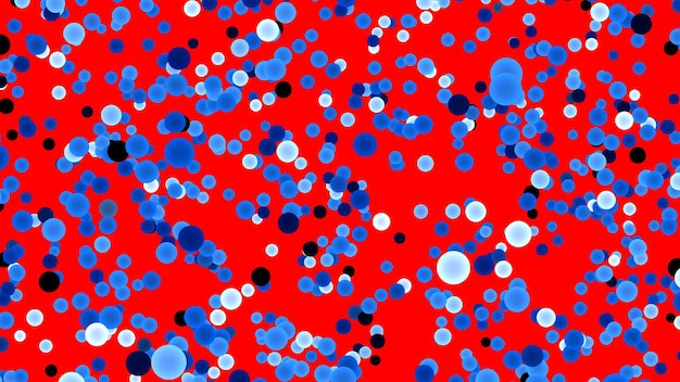 Abstract red background with scattered blue and white dots