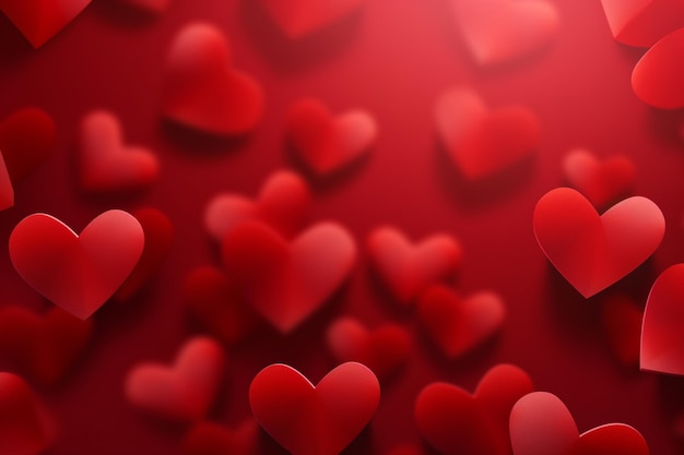 Abstract red background with Valentine hearts for Valentines Day