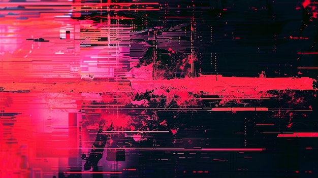 Photo abstract red and black glitch art background with lines