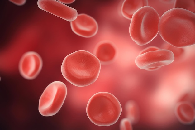 Abstract red blood cells, scientific or medical or microbiological concept, 3d rendering