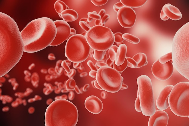 Abstract red blood cells, scientific or medical or microbiological concept, 3d rendering