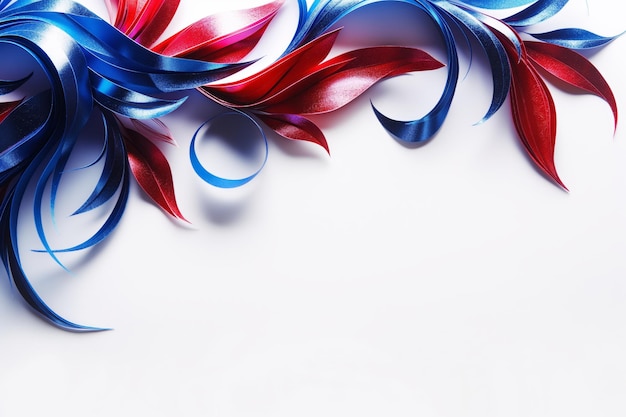 Abstract Red and Blue Swirls on White Background