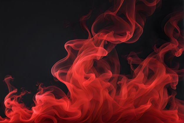 Abstract red color smoke black background