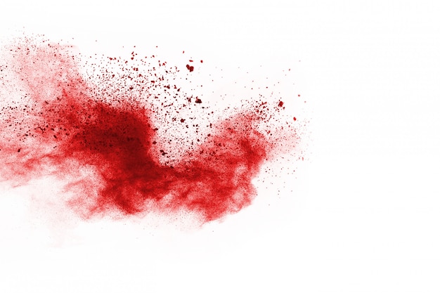 abstract red dust explosion on white background. 