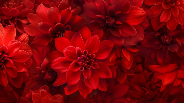 Abstract red floral background with bold blooms and vibrant petals perfect for adding a pop of color and vitality to designs