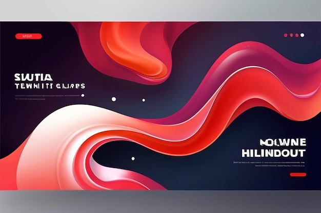 Photo abstract red fluid banner template modern background design gradient color