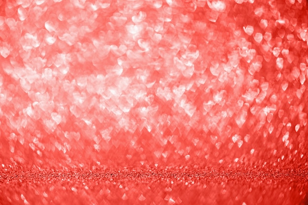 Abstract red glitter sparkle with heart bokeh light for Valentines background