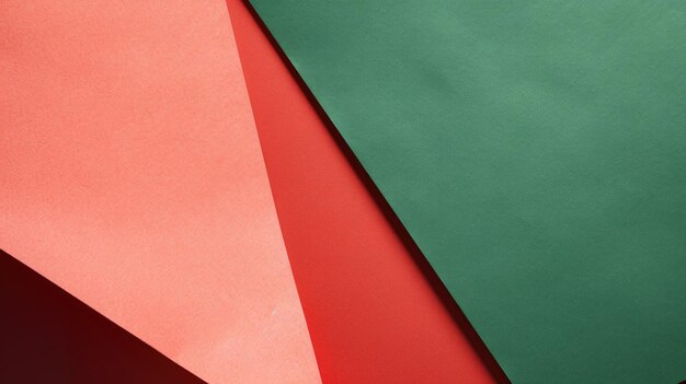 Abstract Red and Green colored folded paper texture minimalist Flat lay Copy space