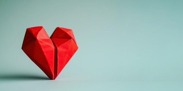 abstract red heart made with origami paper