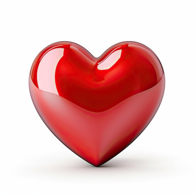 the abstract red heart on a white background in the style of highly realistic soft and rounded