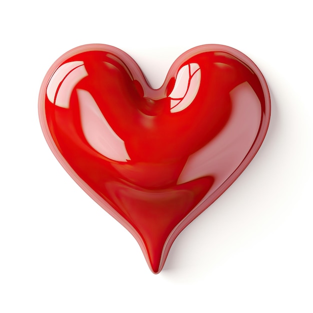 the abstract red heart on a white background in the style of highly realistic soft and rounded