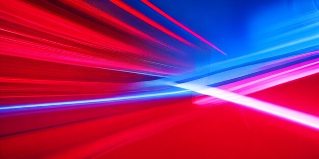 Abstract red light trail on blue background