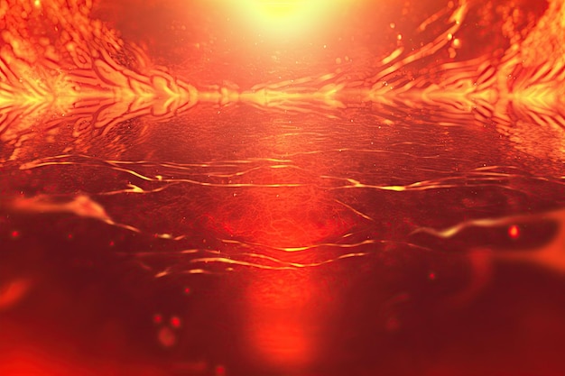 Abstract red liquid background with gold elements