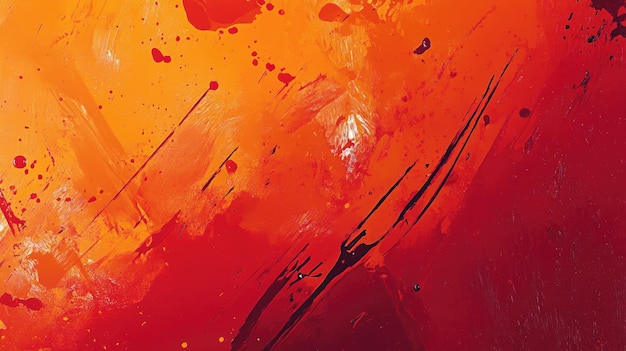 Abstract Red and Orange Painting with Bold Strokes