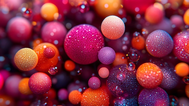 Photo abstract red and orange spheres with sparkle and texture