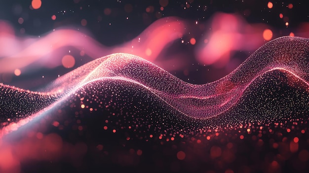 Abstract Red and Pink Wave Background with Sparkles