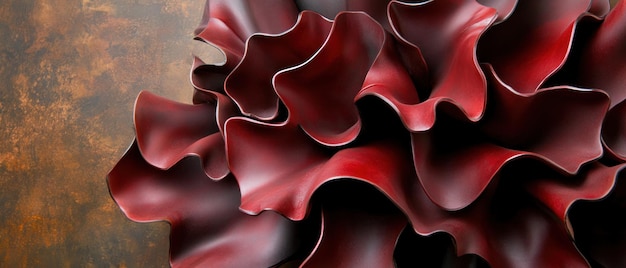 Photo abstract red sculpture with wavy flowing surfaces