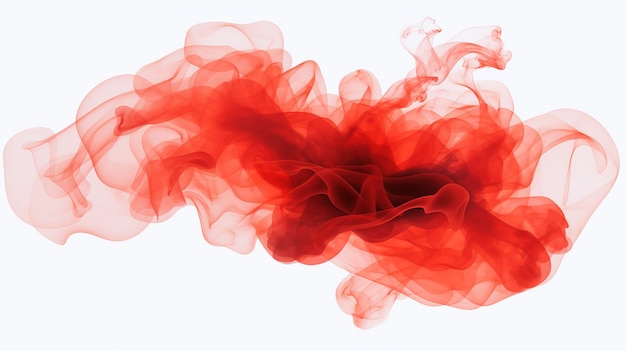 Abstract Red Smoke Explosion on Transparent Background Isolated