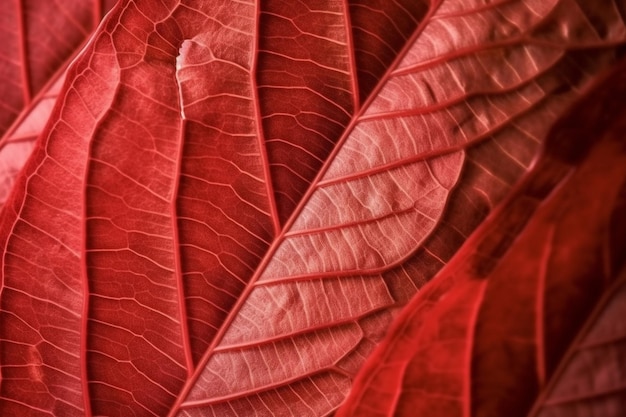 abstract red striped of foliage from nature detail of leaf textured background