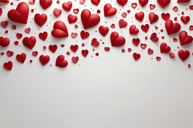 abstract red valentines day hearts raining down isolated