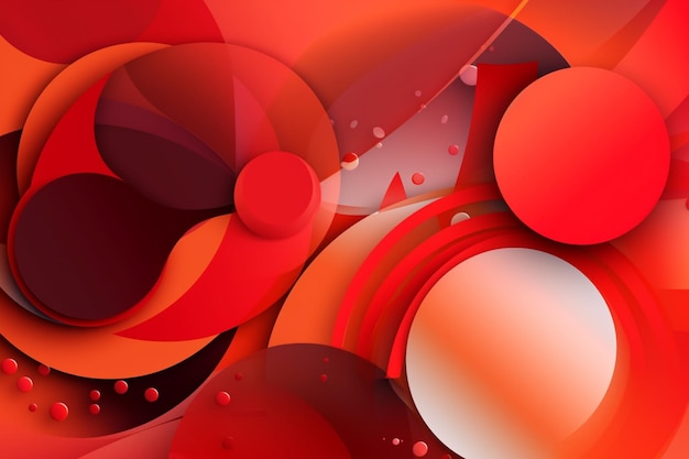 Abstract red and white background with circles and dots generative ai