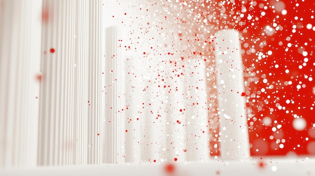 Photo abstract red and white bokeh background with columns