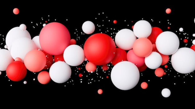 Abstract Red and White Spheres on Black Background