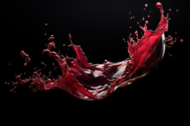 Abstract red wine splashes on black