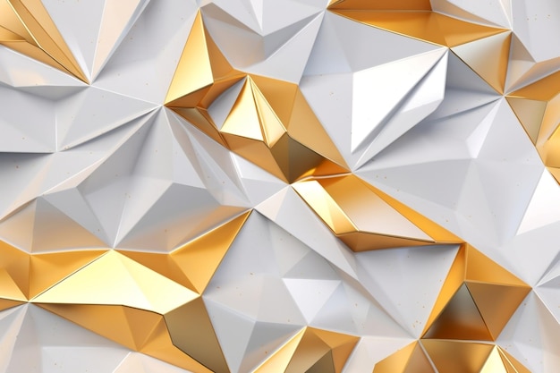 An abstract rendering of golden and white triangles in a 3D format Generative Ai