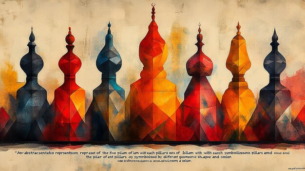 Photo abstract representation of the five pillars of islam