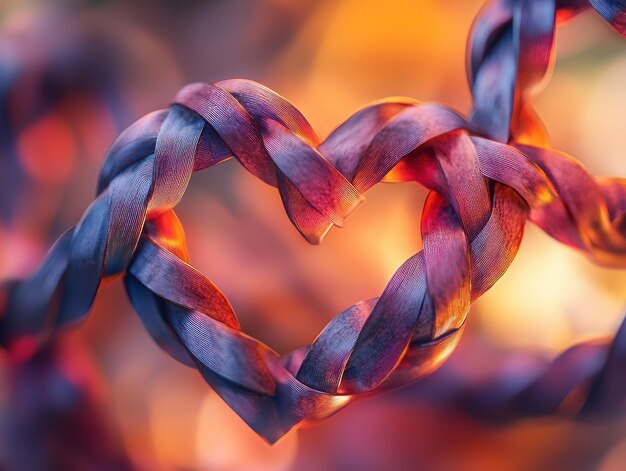 Photo abstract representation of love with intertwined hearts