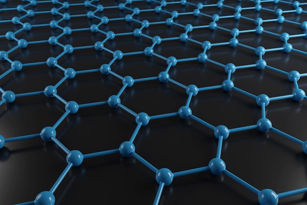 Abstract representation of a molecular connection crystallized in the hexagonal system 3d illustration