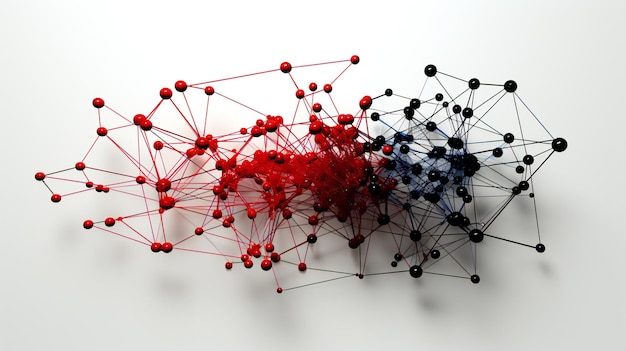 An abstract representation of networking and connectivity with molecular and geometric elements