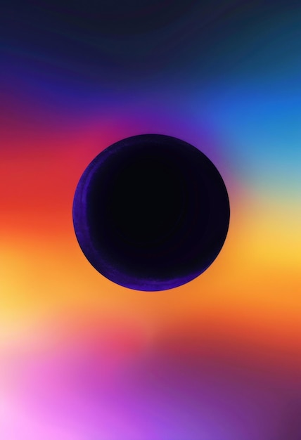 Photo abstract representation of a solar eclipse with vibrant colors against a dark background