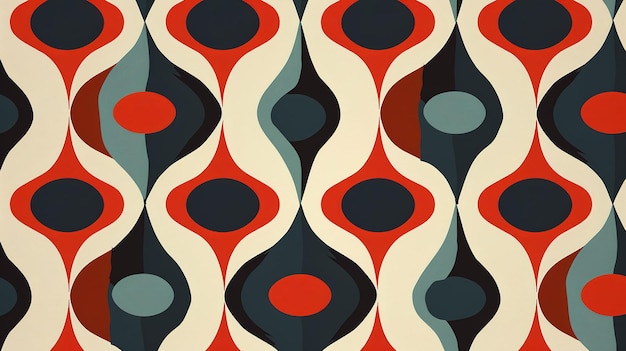 Abstract Retro Pattern With Red Blue and White Colors