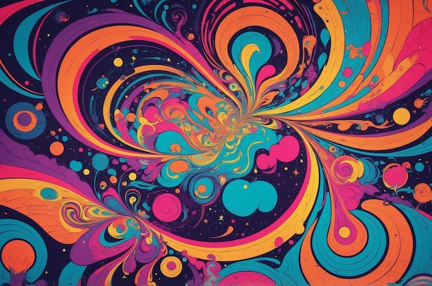 Abstract retro psychedelic trippy background