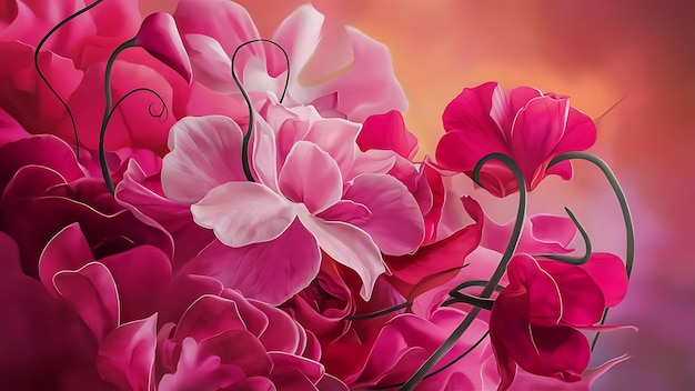 Abstract romantic pink flowers