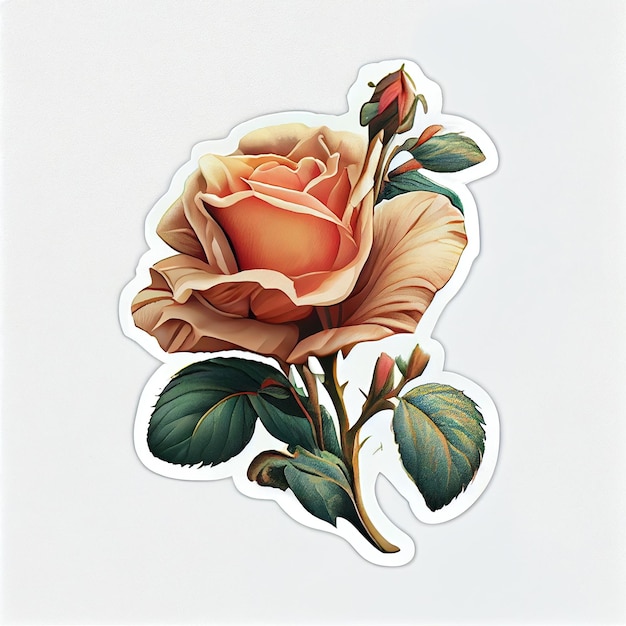 Abstract rose flower sticker Digital illustration AI