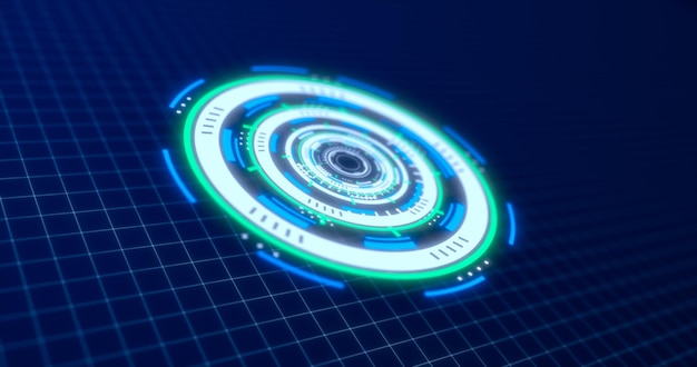 Abstract round blue ring of lines HUD elements circles energy futuristic scientific hitech