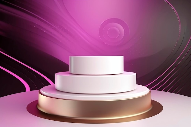 Abstract round podium for cosmetic product display and awards ceremony