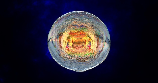 Abstract round sphere liquid iridescent soap bubble futuristic abstract background