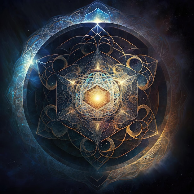 Abstract sacred geometry cosmic energy Generative Ai