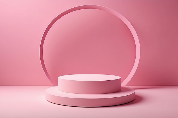 Abstract scene background Cylinder podium on pink background Product presentation mock up show cosmetic product Podium stage pedestal or platform