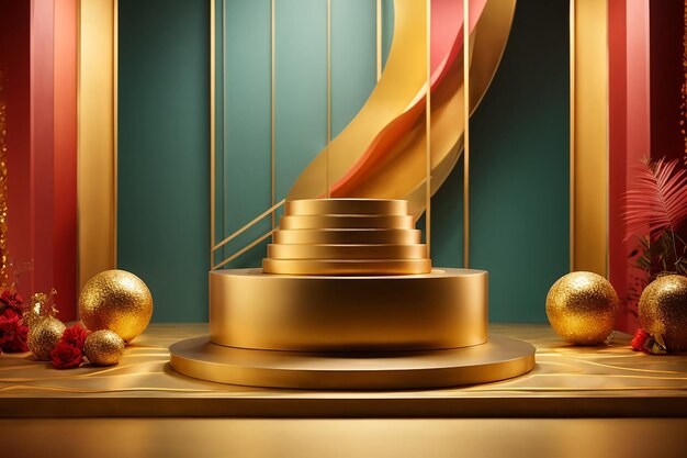 abstract scene background luxury podium on background gold product presentation mock up