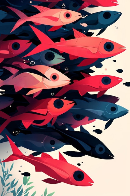 Photo abstract school of fish illustration