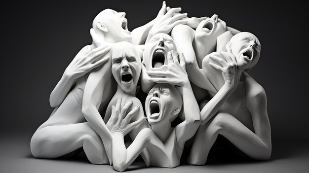 Photo abstract sculpture depicting trapped emotions of bullying