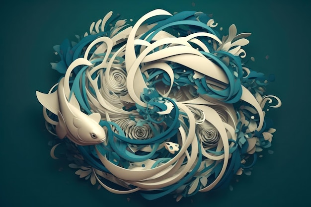 Abstract sea product fish logo generative ai