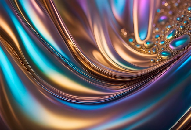 Abstract seamless background of liquid metal with pearlescent color tints